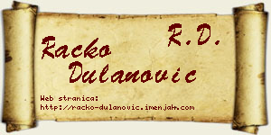Racko Dulanović vizit kartica